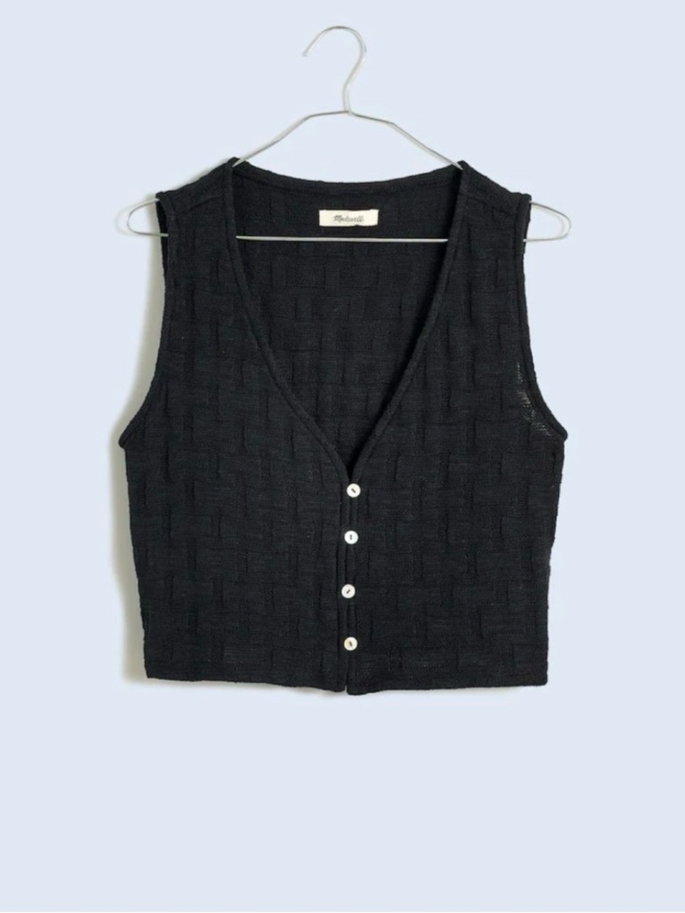 Madewell Black Knit Button-Front Vest
